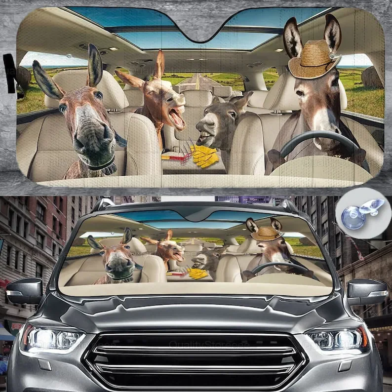 

Donkey Car Auto Sunshade, Funny Donkey Car Sunshade, Donkey Lover Car Sunshade, Gift For Him, Car Decoration ZPT062109A32