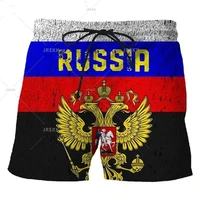 Russian Flag Emblem Short Pants Men Holiday 3D Print New Fashion Swimsuit Homme 2024 Casual Street Oversized Male Ice Shorts 2