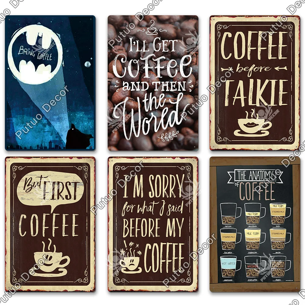 Metal Wall Art Metal Wall Signs Metal Signs Putuo Decor Coffee Vintage Tin Sign Plaque Metal Plate Wall Art Posters For Kitchen Bar Cafe Room Retro Iron Painting