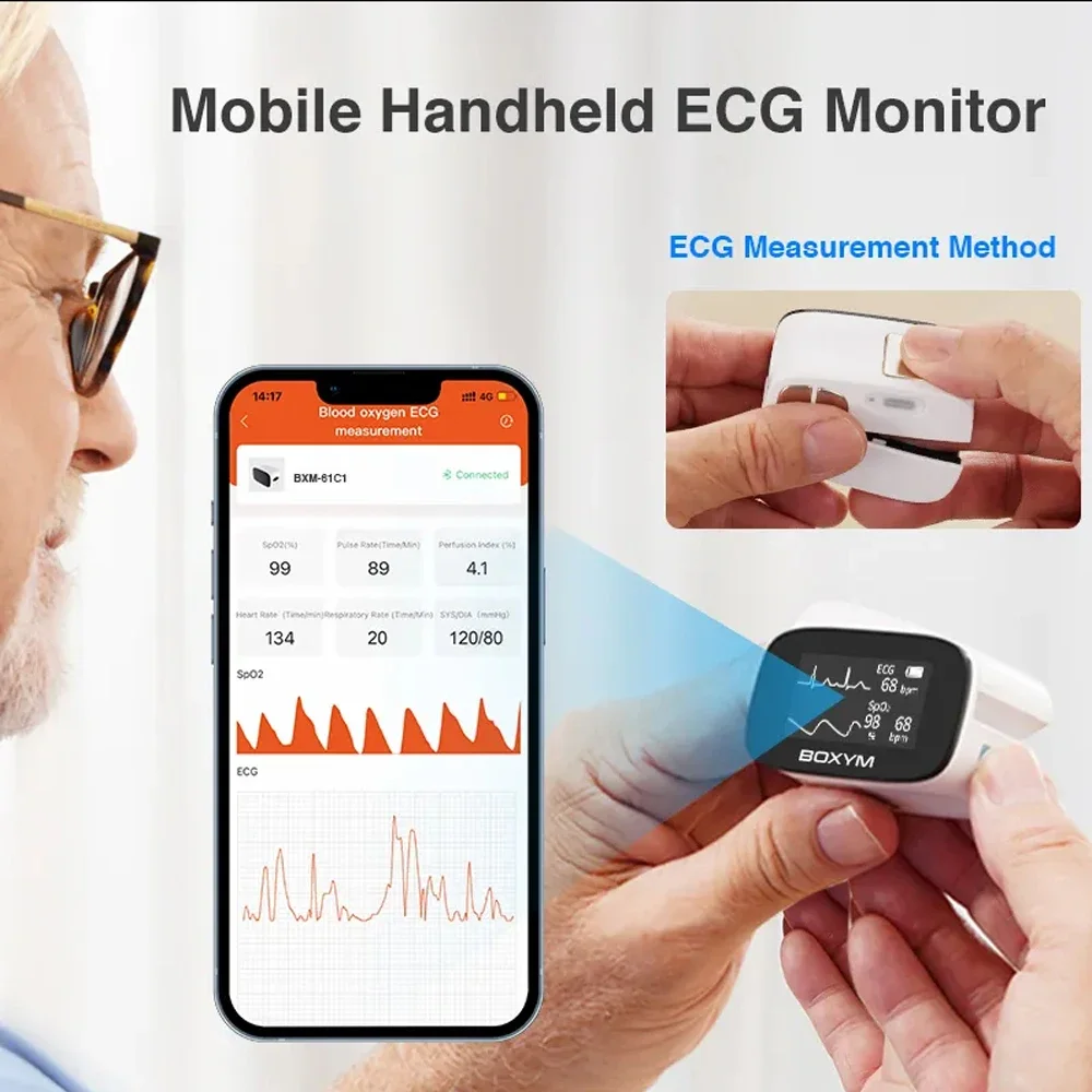 BluetoothFingerECGEKGOximeterChargeECGRRSPo2PRPIRealtime