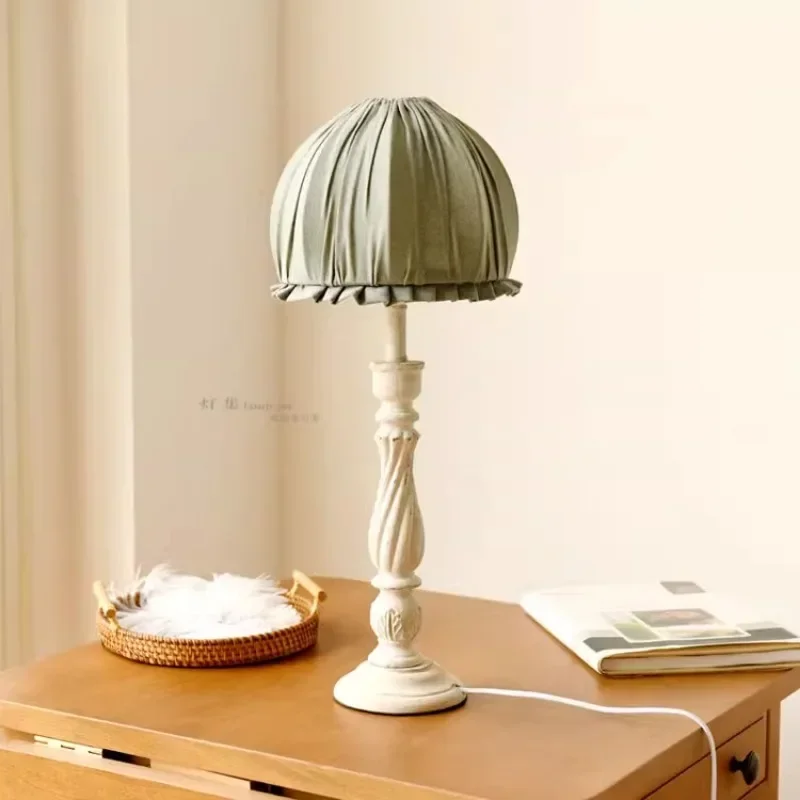 

French Country Art Cotton and Linen Desk Lamp Nordic French Atmosphere Lamp Art Retro Living Room Bedroom Bedside Lamp