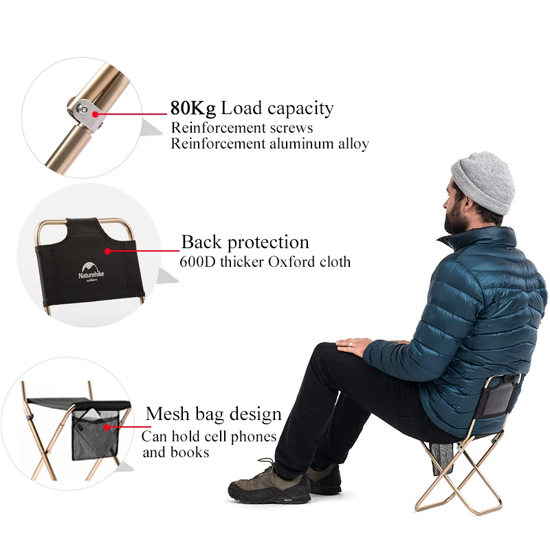 Naturehike Outdoor Beach Chair Ultralight Portable Camping Chairs Folding With Mesh Bag Relax Chair Picnic Hiking Fishing