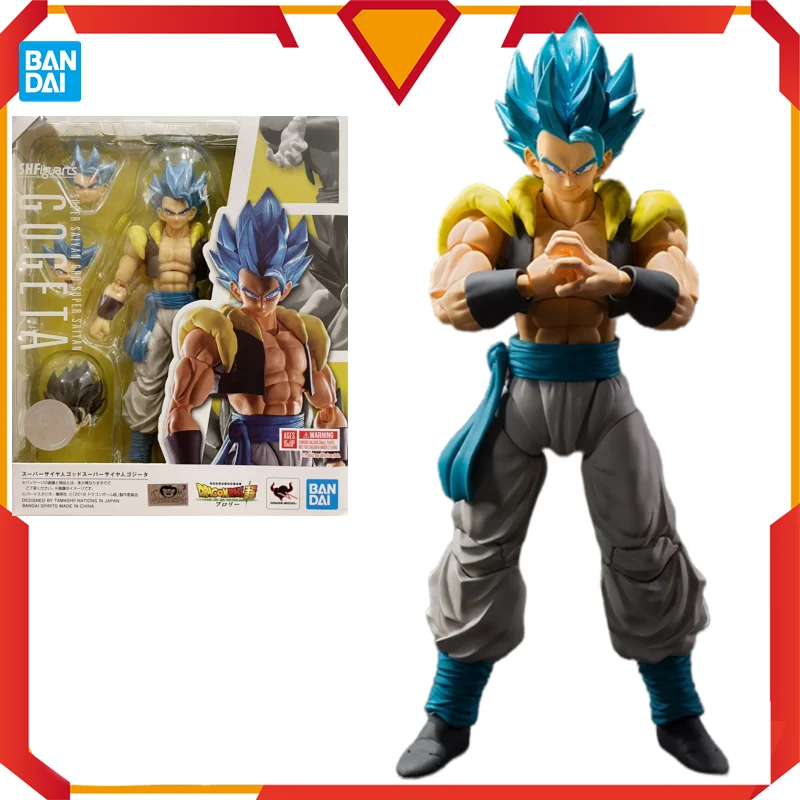

In Stock Bandai Original Anime Figure SHF Dragon Ball Z Blue Hair Gogeta Theater Edition Joint Movable Figure Collectible Toys