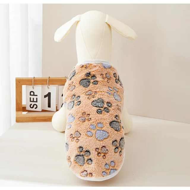Flannel Dog Clothes Pet Clothes for Small Medium Dogs Soft Puppy Vest Cute Paw Print Chihuahua Coat Yorkshire Vest Pet Costume 4