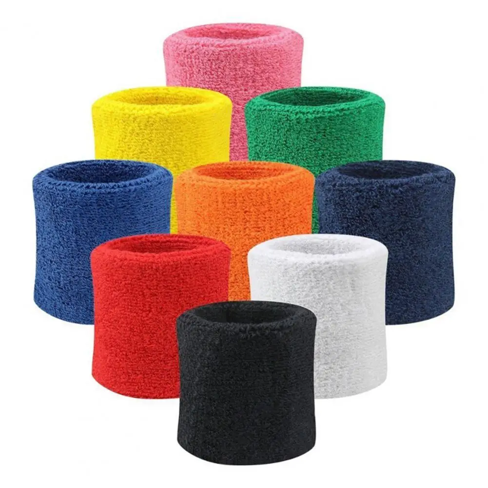 2Pcs Sports Double Wrist Sweat Wristbands Thickness Terry Cloth Moisture Wicking For Running Athletic Football Basketball wrist sweat wristbands wrist sweatband