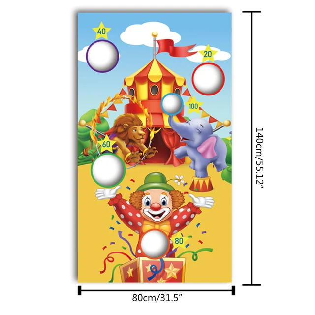 Carnivals Circus Toss Flag Interactive Throw Game Party Activity Early Learning Toy for Toddler 3Beanbags 1 Fixed Rope N7ME 4
