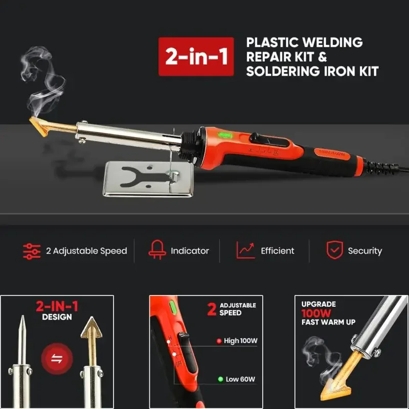 Plastic Welder Toot Set 100W electric iron With 1000Pcs Hot Staple Plastic Welding Gun For Repair Auto Bumper Plastic Crack 5