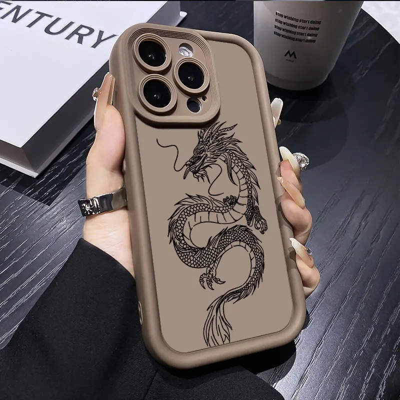 Luxury Dragon Matte Silicone Shockproof Phone Case