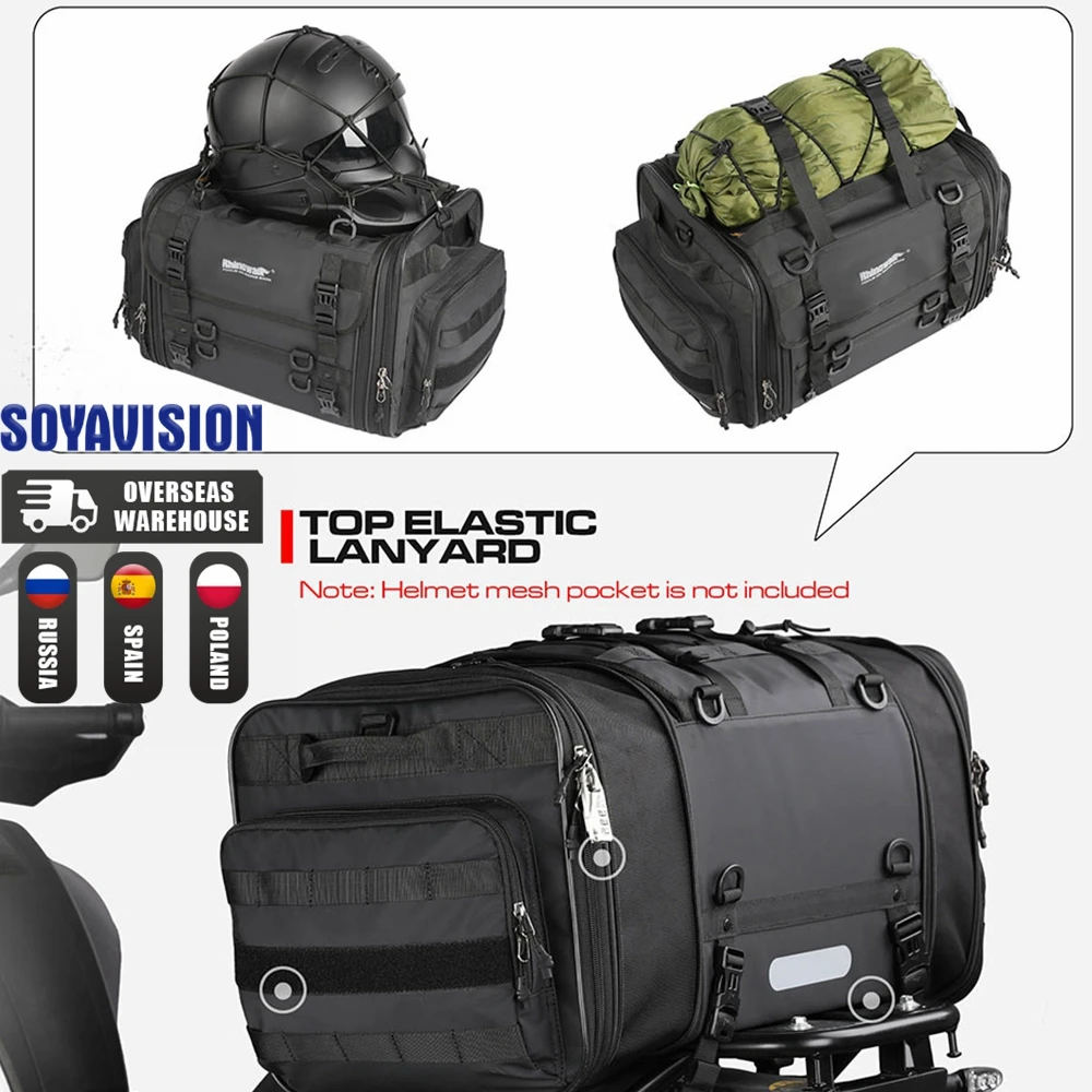 Motorcycle Rear Seat Bag Travel Luggage Waterproof 35L-60L Expandable Motor Tail/Trunk/Rack Bag For Most motorcycle