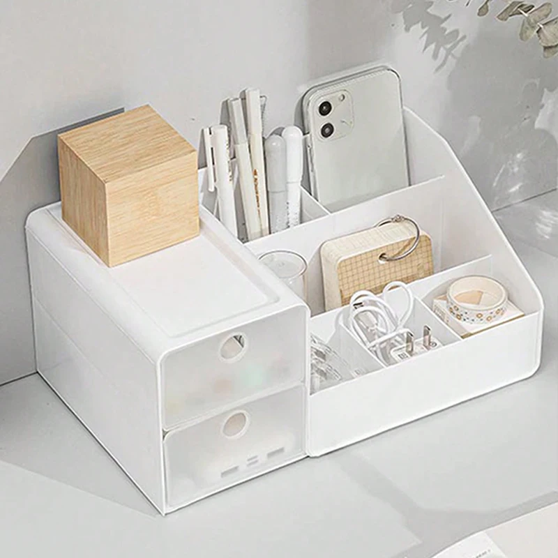 Desktop Cosmetic Storage Box Organizer Drawer Office Storage Rack Stationery Desk Pen Holder Bunny Drawer Organizer Cute Kawaii