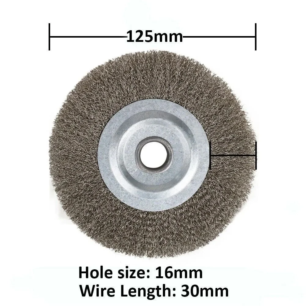 125mm Wire Wheel Brush Metal Derusting Stainless Steel Wheel Brush for Bench Grinder Polishing Abrasive Tool