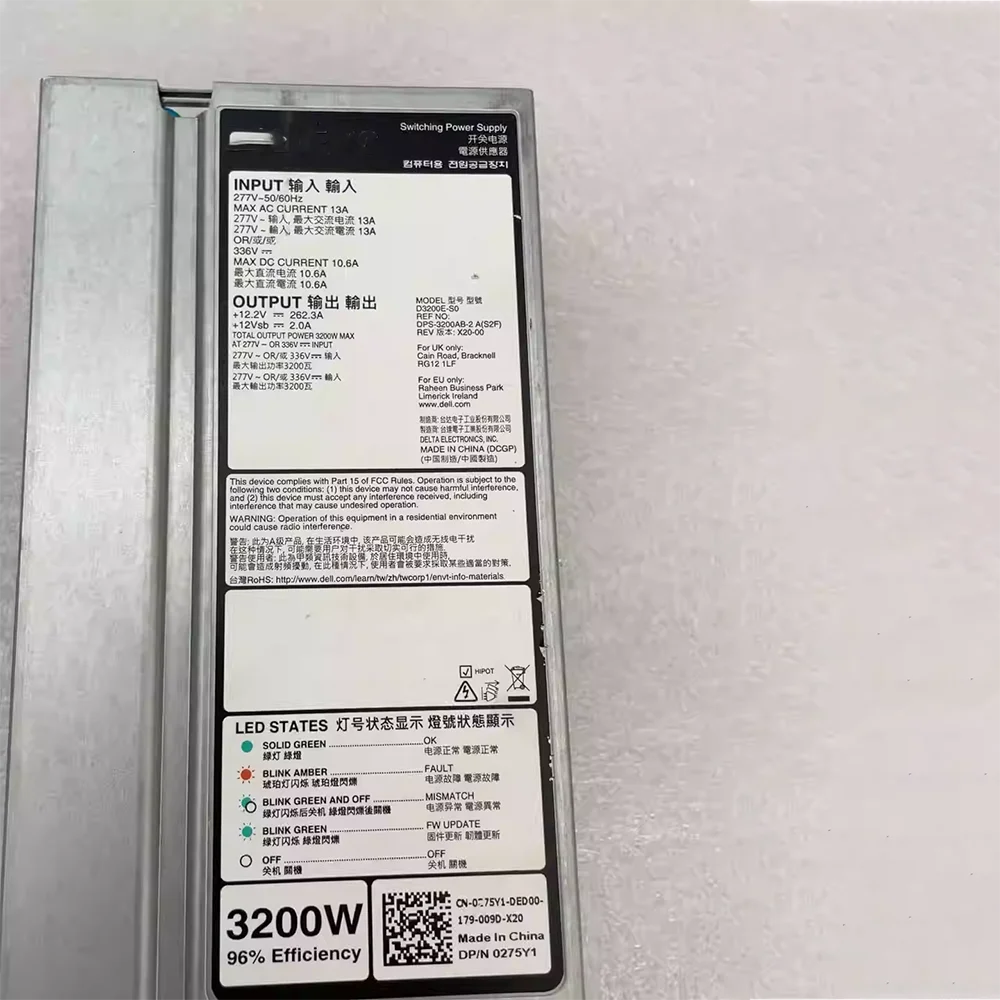 3200W For DELL Power Supply D3200E-S0 DPS-3200AB-2 A X20-00 PN:275Y1 0275Y1 5 3200W For DELL Power Supply D3200E-S0 DPS-3200AB-2 A X20-00 PN:275Y1 0275Y1 - Image 3