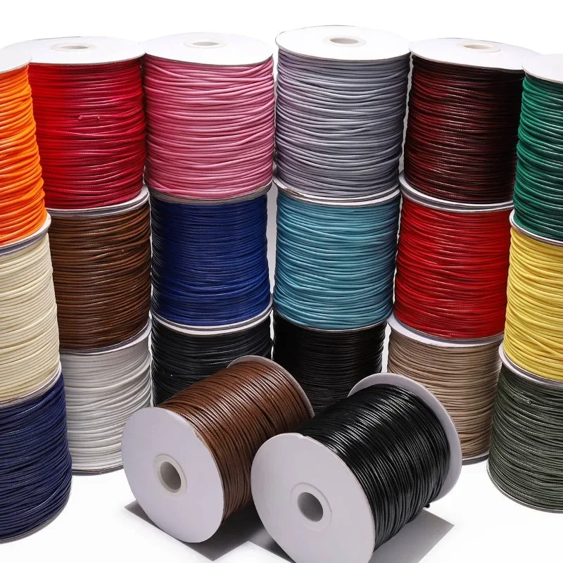 1 Roll 0.5mm 1mm 1.5mm 2mm Environmental Korean Waxed Polyester Cord Beading Thread Braided Rope String Jewelry Findings waxed cord