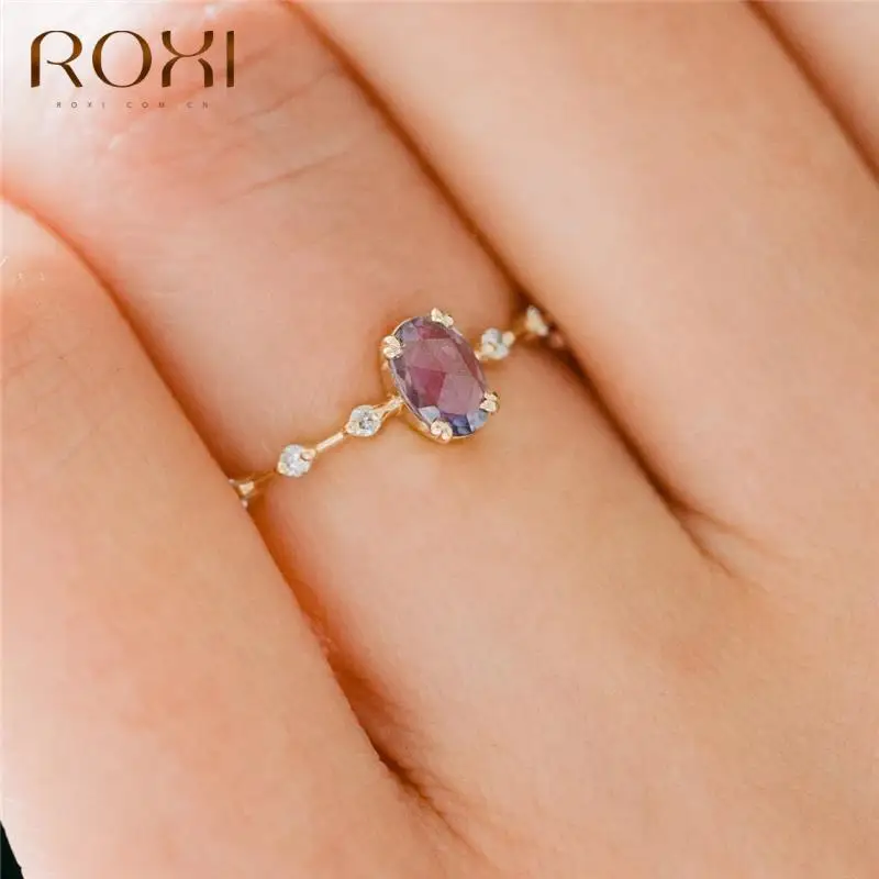 ROXISimpleEggShapePurpleCrystalGoldRingsforWomenRingsJewelry