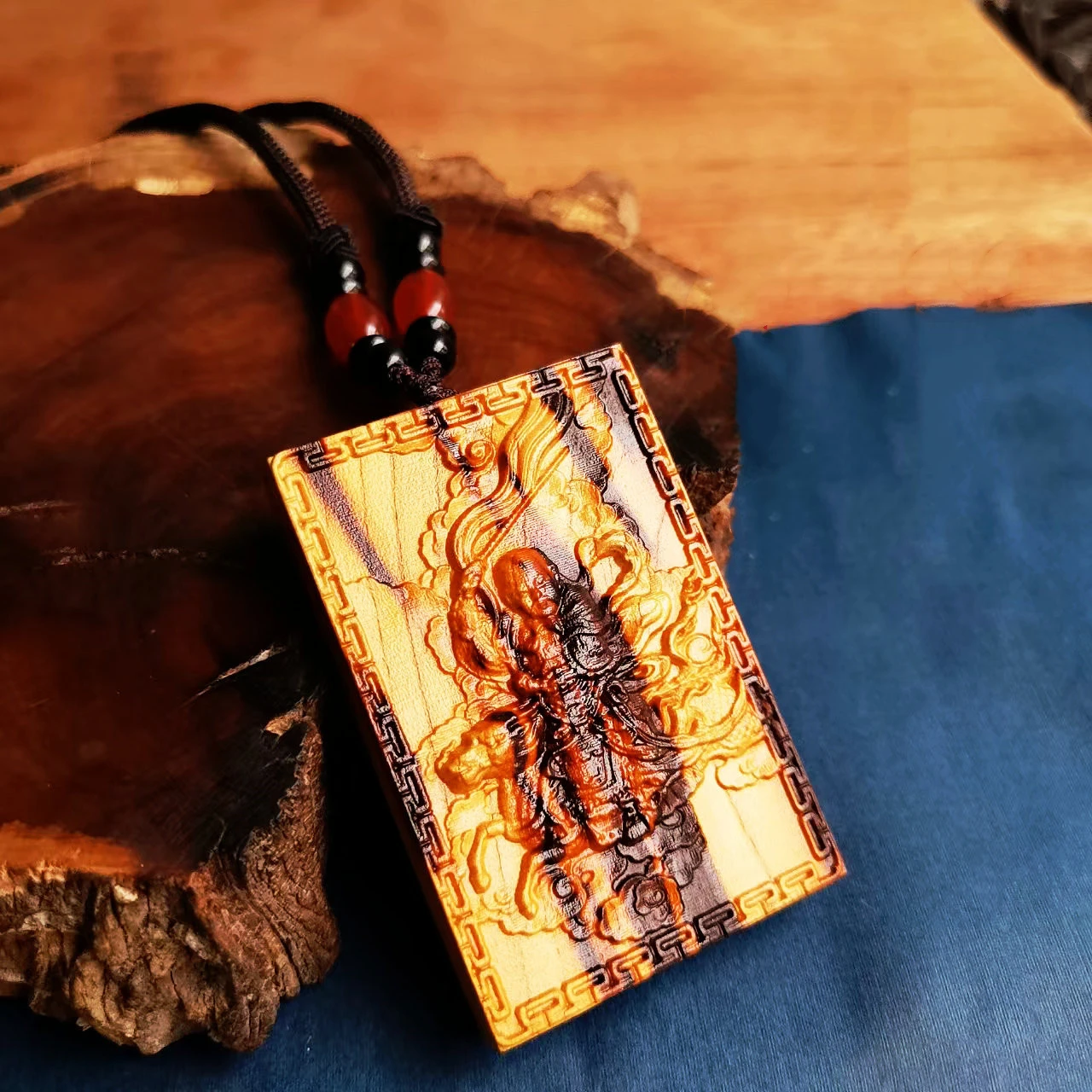 

Natural lightning strike peach wood pendant, Jiutian YingYuan Raytheon Puhua Tianzun pendant, Taoist magic weapon, handicraft Pe