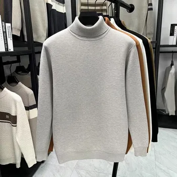 Dolcevita maglione morbido e confortevole da uomo nuovo maglione caldo regolare invernale camicia calda tinta unita con base lavorata a maglia 1