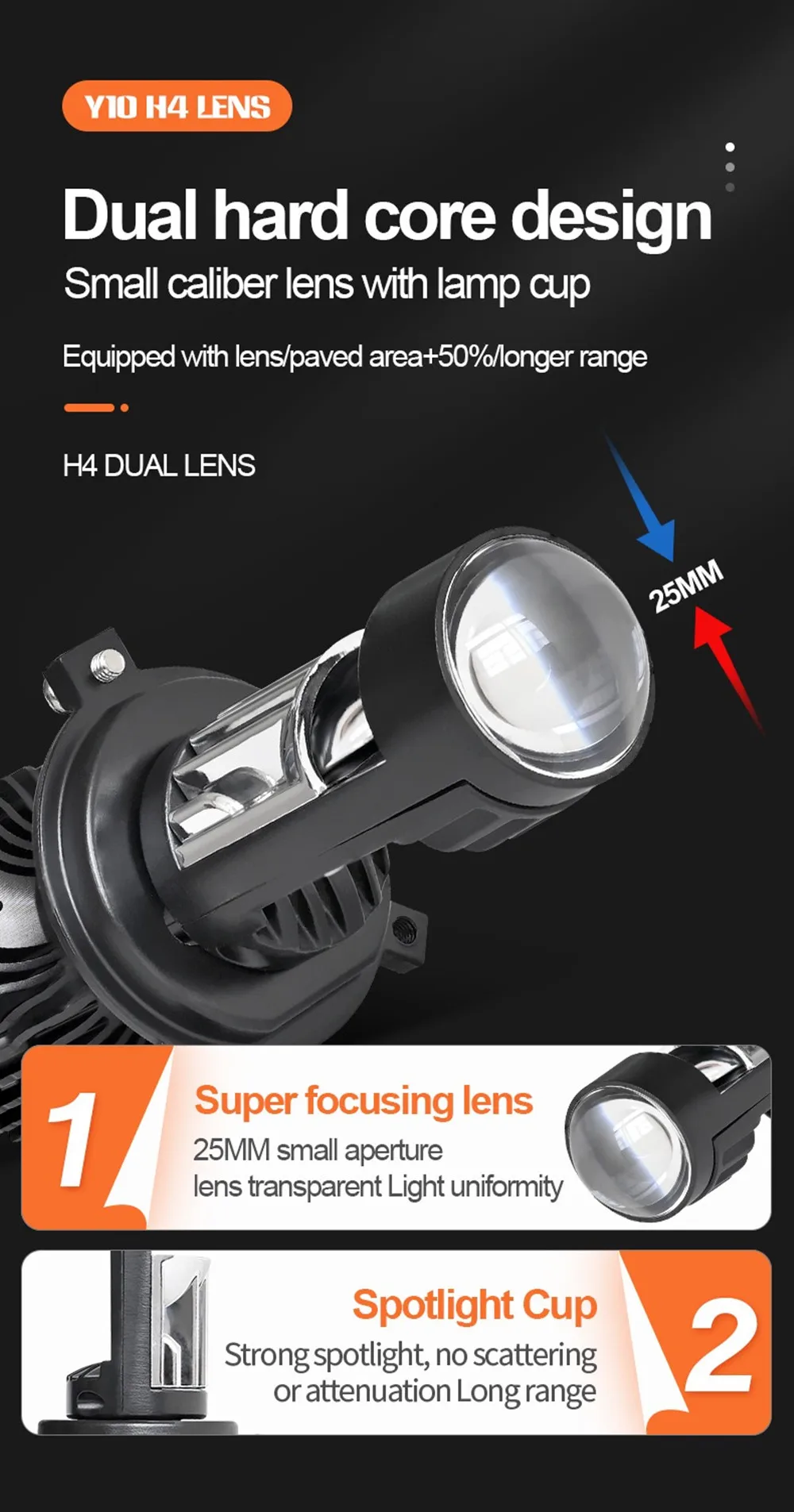 Y10 H4 Led Lamp Mini Projector Car Canbus Led Lens H7 kit Bulb Headlight 6000K 1