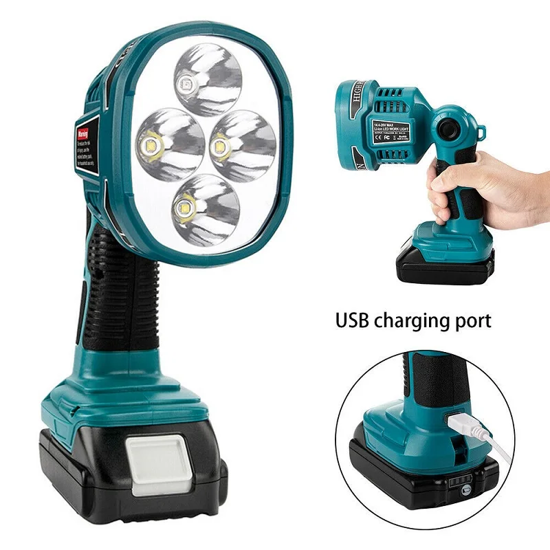 3W/12W 18V Portable LED Lamp Lanterns USB Makita Li-ion Battery Flashlight Spotlights Outdoor Emergency Work Light