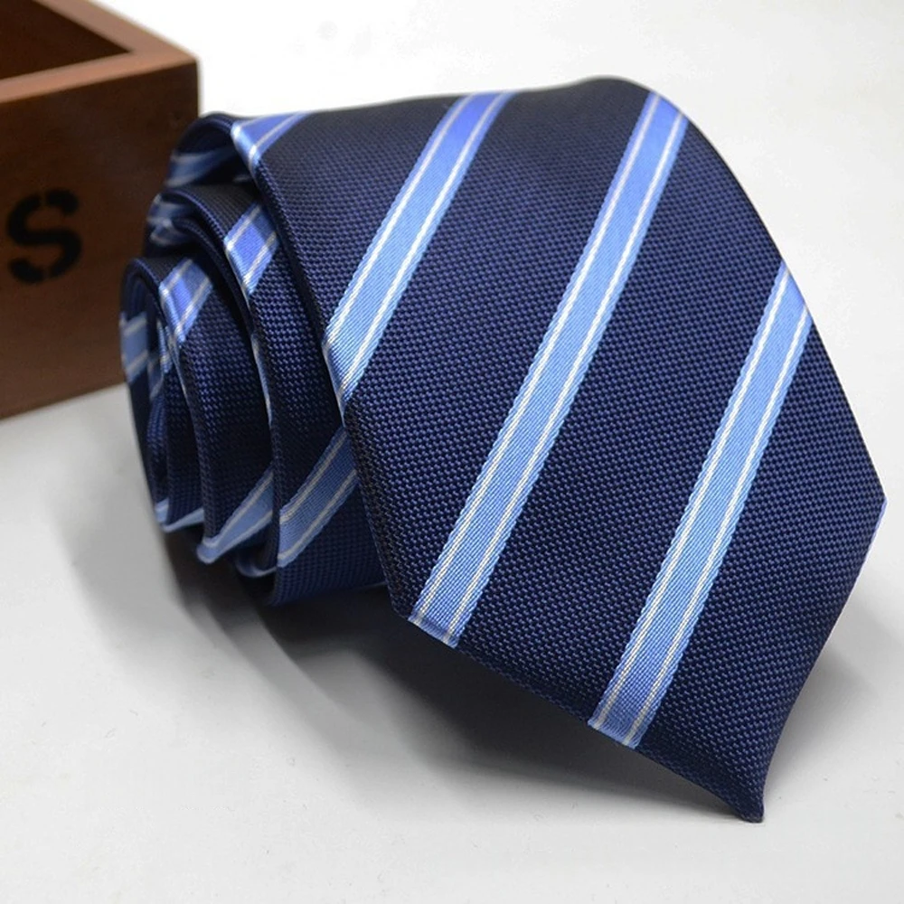 Classic Stripe Necktie - Business Formal Tie for Men 8cm Blue Black Pink Red
