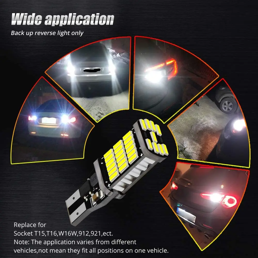 T15 W16W 921 912 T16 902 LED ����, �����, 4014SMD, ���� �����Ʈ, 1200LM ��ü, �ڵ��� ������, ���, 2 ��, 45 ��