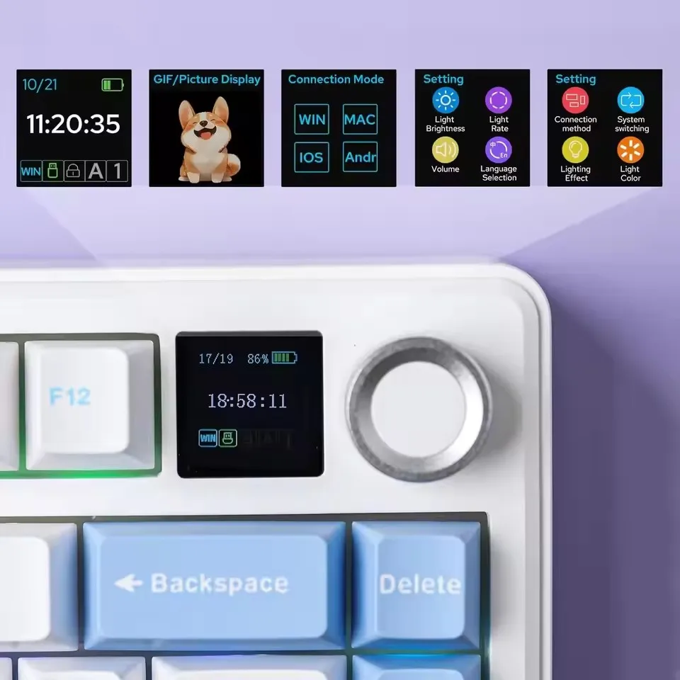 AULA F75 MAX Customized Wireless Tri-mode Mechanical Keyboard Wireless Hot-Swap RGB 75% 80 Keys E-sports Gaming Office Keyboard