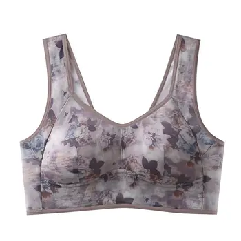 Ultra Thin Ice Silk Lace Cooling Comfort Bra Nylon Spandex Seamless Wireless Bra Seamless Design Breathable Push Up Vest Women 1
