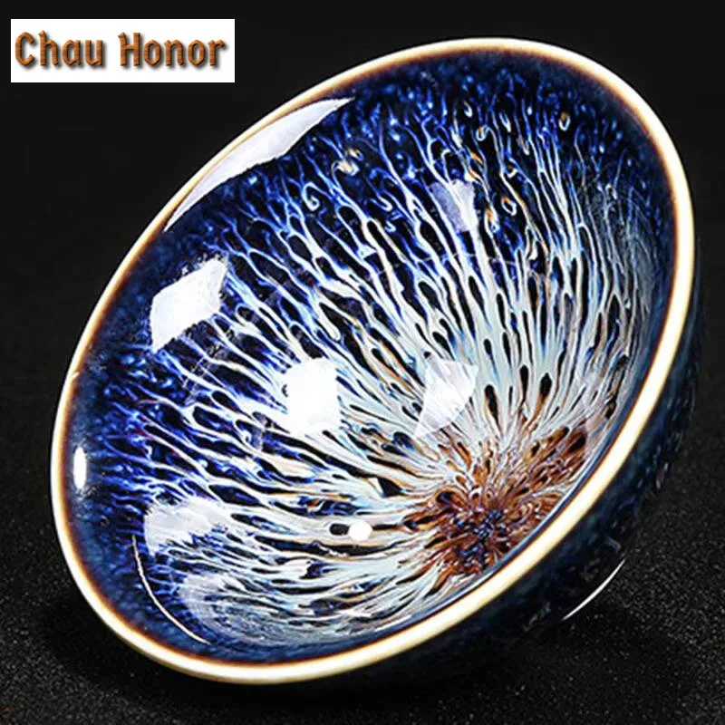 Creativity Temmoku Glaze Kiln Change Multicolor Ceramic Tea Cup Handmade Tea Bowl Home Master Cup Kung Fu Teaset Drinkware Gifts