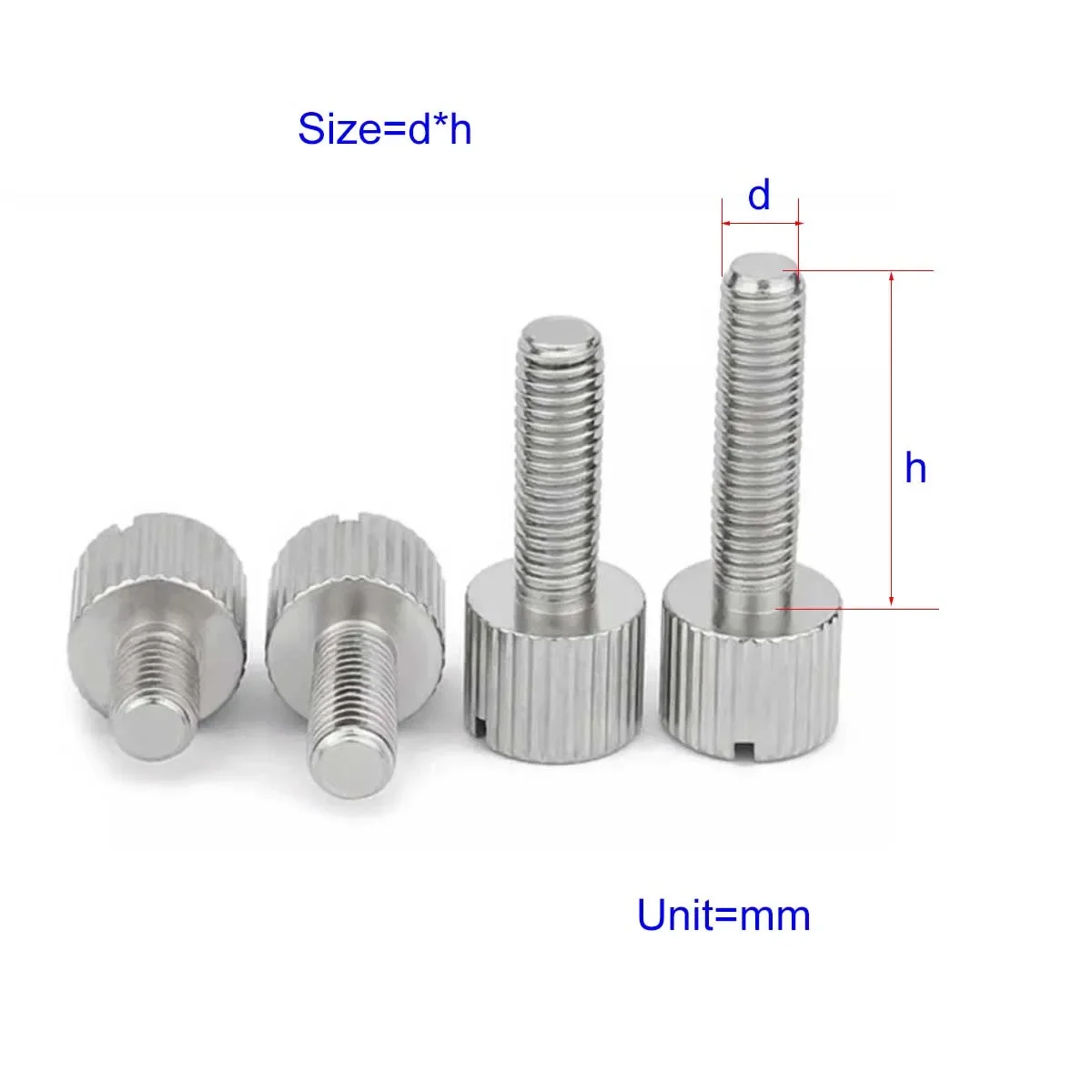 304 Stainless Steel Slotted Single Head Hand Screw M3M4M5M6