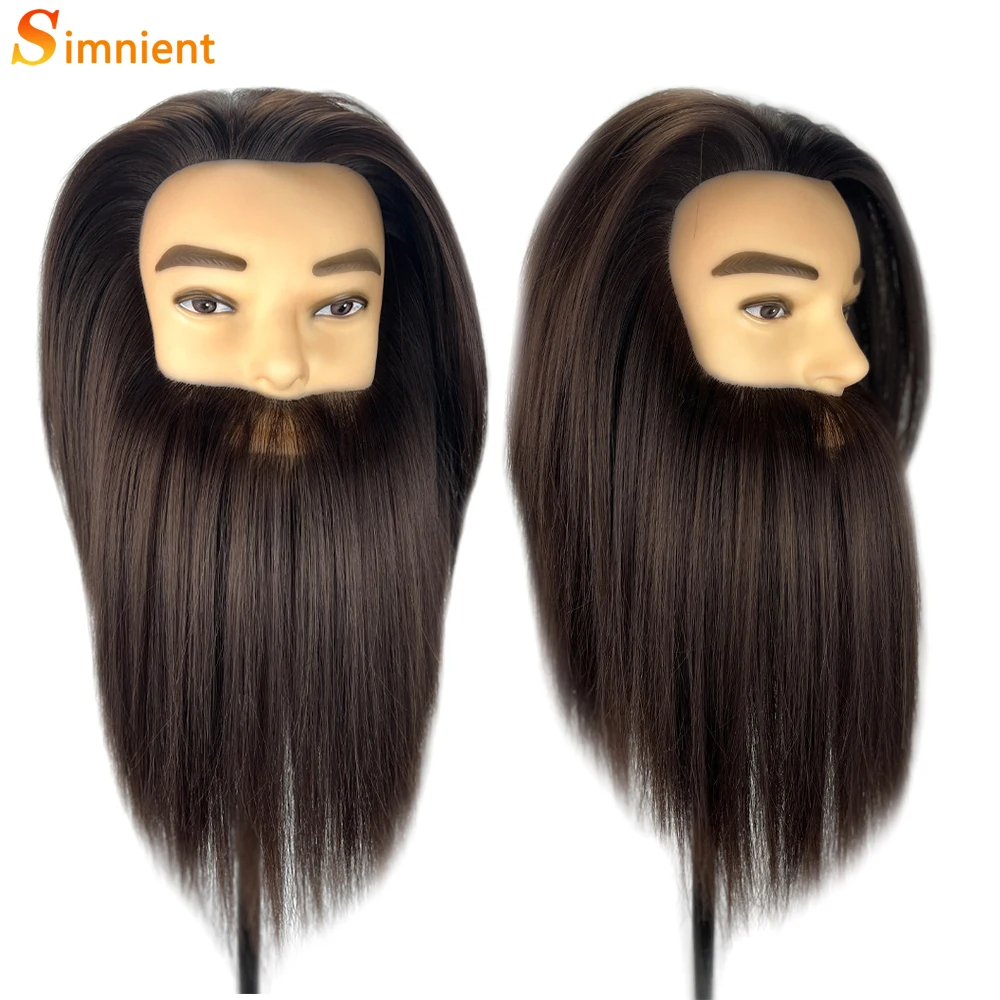 Simnient 12 pollici maschio manichino testa acconciature bambole fittizie 100% capelli in fibra sintetica per teste di barbiere parrucchiere parrucca manichino - immagine 5