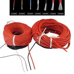 10M Black Red Color Heat-resistant Soft Electrical Silicone Wire Copper Cable Battery Connector 18 20 22 24 26 28 30 AWG J17