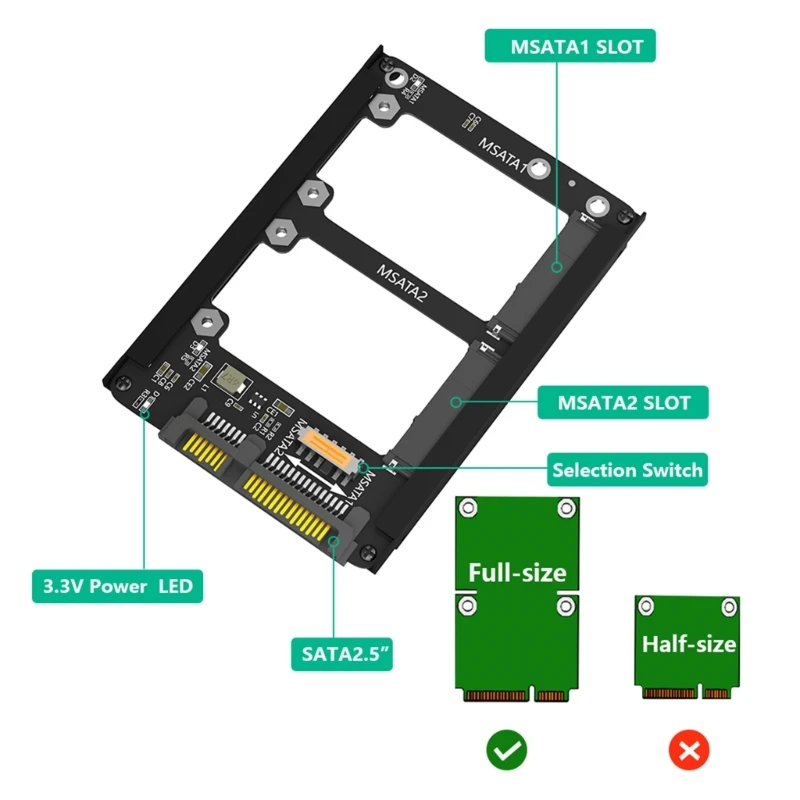896F mSATA SSD 2.5인치 Sata3.0 어댑터 변환기는 mSATA SSD를 7mm 2.5인치 SATA로 유지합니다.