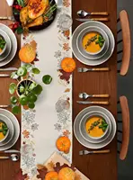 Fall Thanksgiving Pumpkin Maple Leaf Linen Table Runner Holiday Party Decor Farmhouse Kitchen Table Runner Wedding Decorations 2