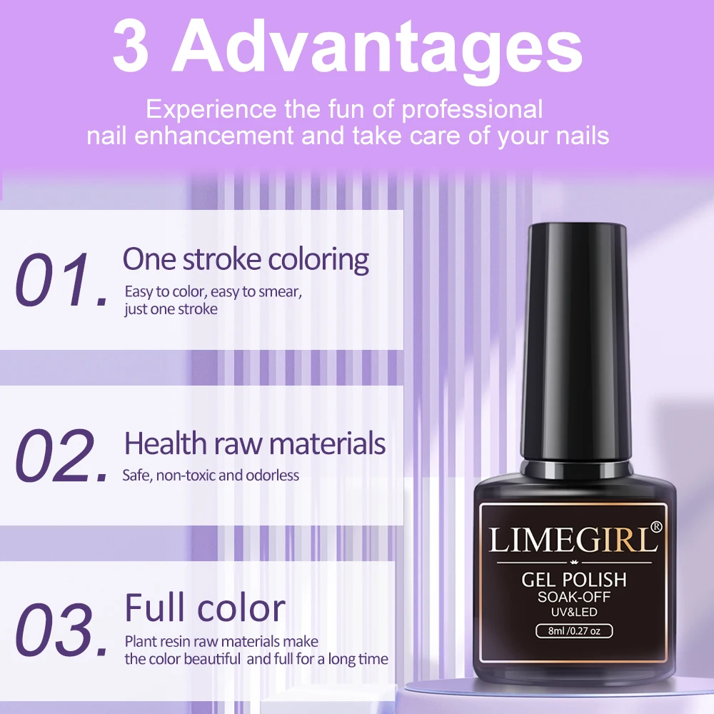 Limegirl Gel smalto per unghie Set 60 colori Semi permanente UV Led Gel vernice Soak Off lacca per unghie Base Top Coat