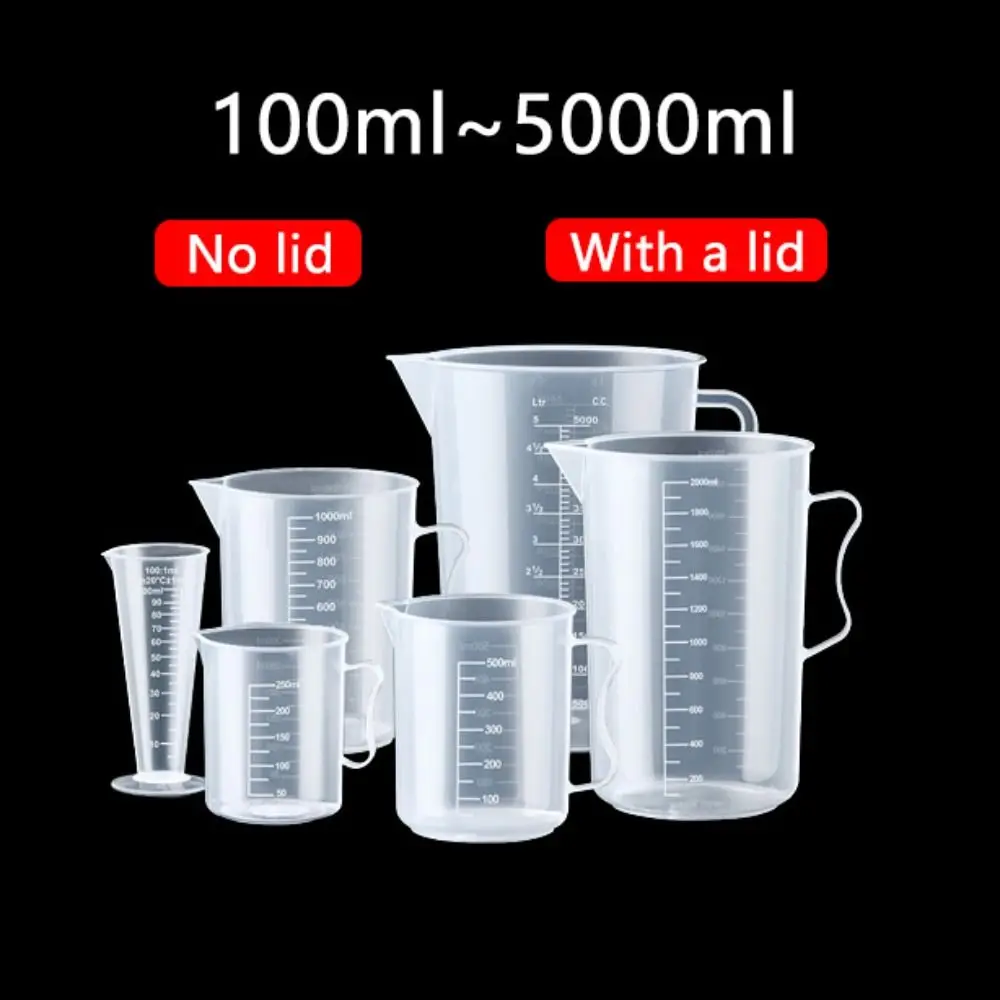 1PC Transparent Graduated Measuring Cup with Lid Large Capacity Plastic Laboratory Beaker Liquid Container Kitchen Mixing Cup