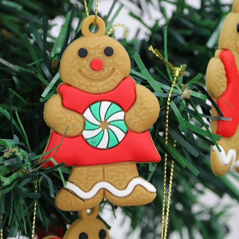 (6 Pcs/pack) 7cm Gingerbread Man Pendant Christmas Tree Hanging Decoration Cute Creative Christmas Party Home Decoration DIY