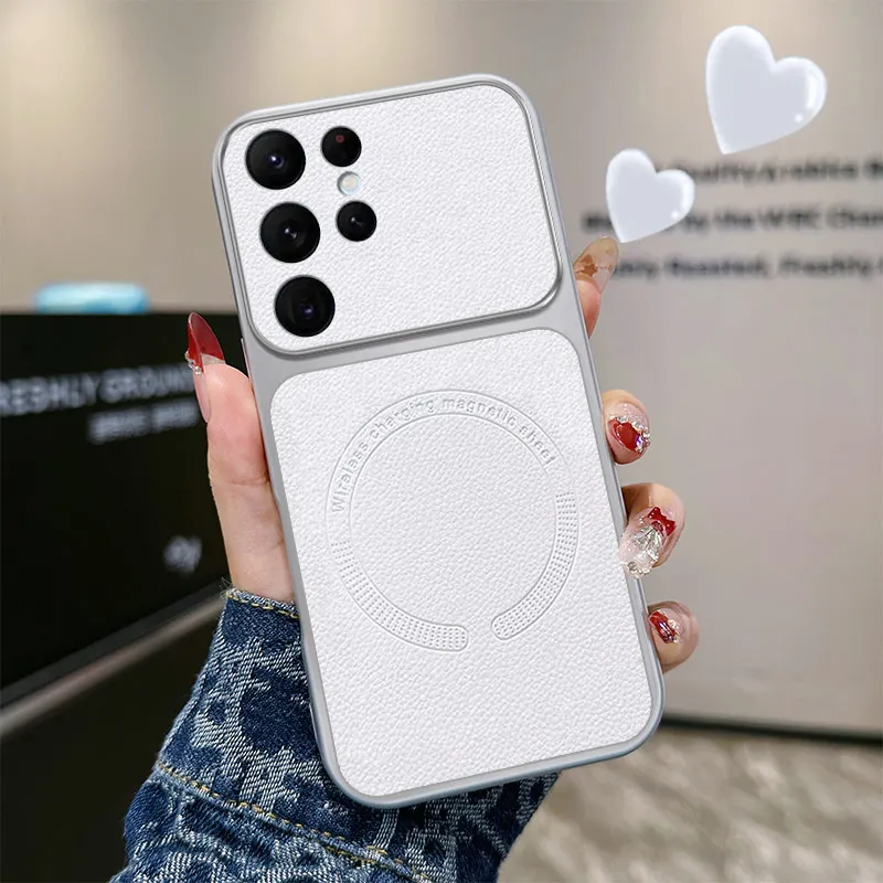 Lychee Pattern Magnetic Ultra-Thin Wireless Charging Case Cover