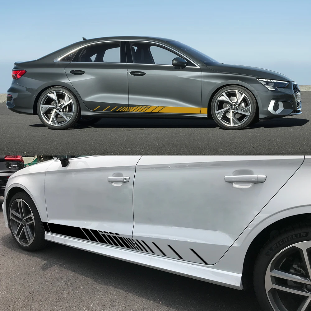 자동차 문짝 비닐 데칼 사이드 스커트 스티커, 아우디 A3 8V 8P 8L 8Y S3 RS3 세단 스포츠백 리무진, 외부 방수 장식