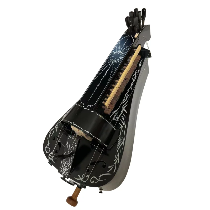 Black color Solid wood 6 strings 24 keys Hurdy Gurdy,Pretty Maple wood back