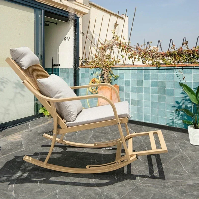 Home Outdoor Furniture Aluminum Alloy Outdoor Garden Sofas Rocking Chair Modern Living Room Sofa Garden Balcony Leisure Recliner