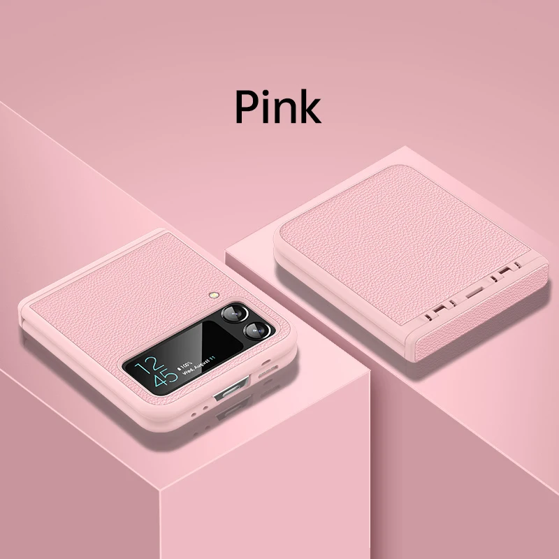 Leather Hinge Case with Retro Litchi Pattern - Shockproof Slim Ultra Thin Cover