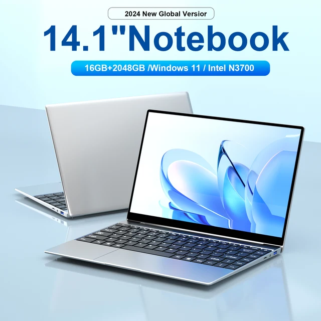 Nuovo laptop ultra sottile 14.1 "16GB RAM 2TB SSD Intel N3700 Notebook Gamer 1920*1080 Display Office Study Computer PC Windows 11 Pro 1
