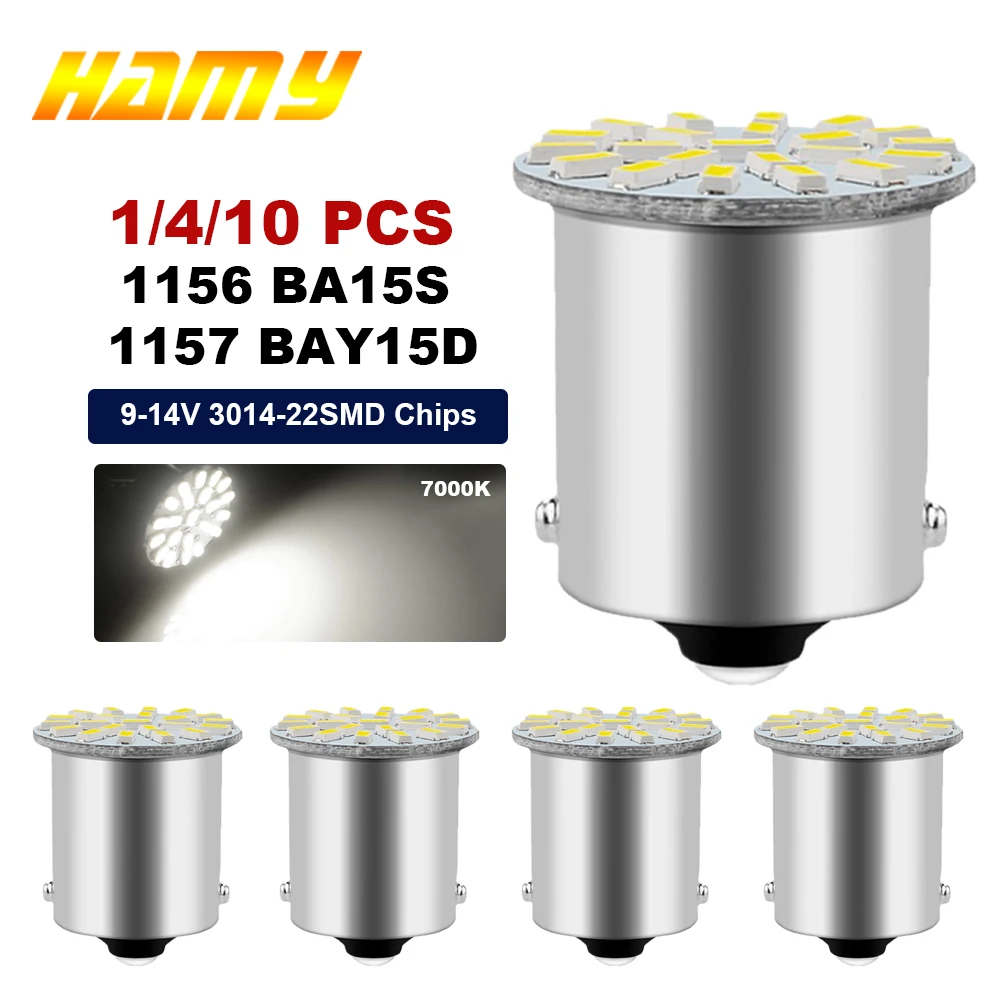 

1/4/10 PCS Car LED Bulb BA15S 1156 BAY15D 1157 P21W Turn Signal Light 12V 3014 SMD 7000K White Auto Reverse Parking Brake Lamps