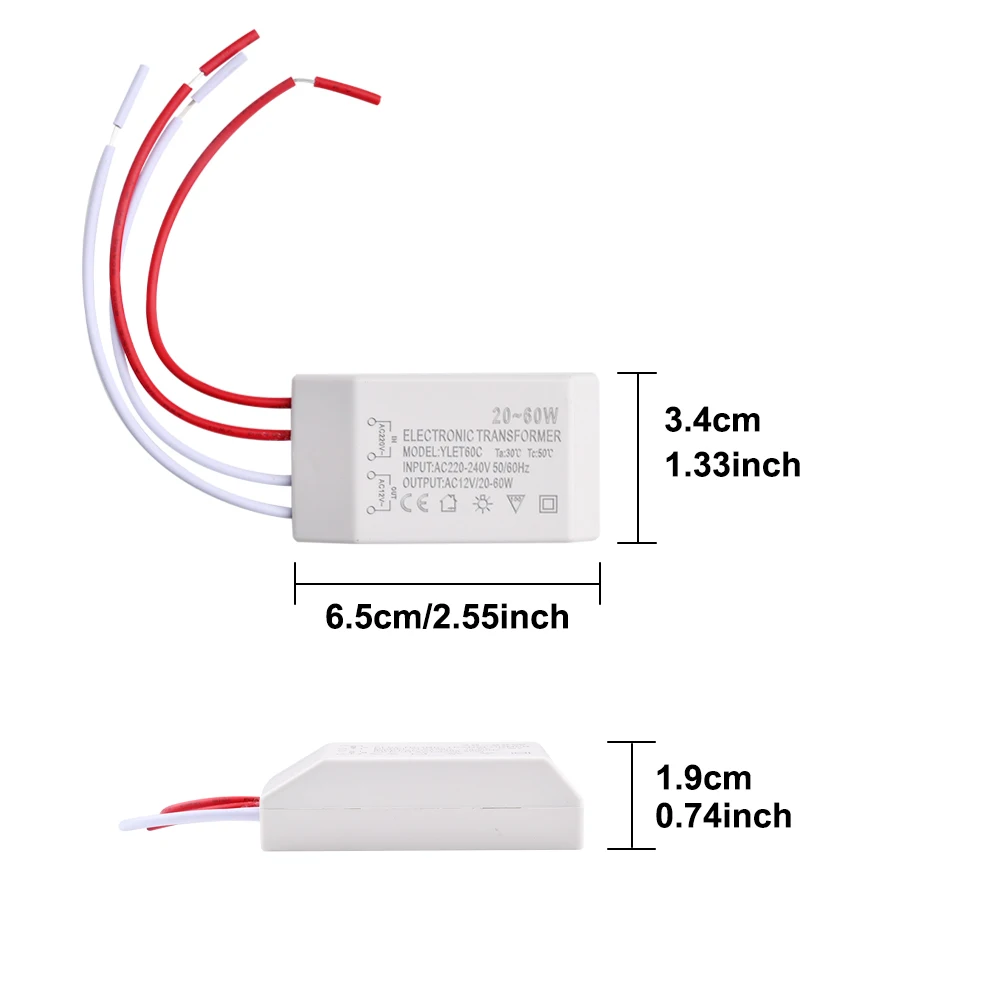 AC 220V 240V 12V 20-60W 할로겐 라이트 LED 드라이버 전원 공급 장치 전자 변압기 램프에 적합 홈 야외 도구
