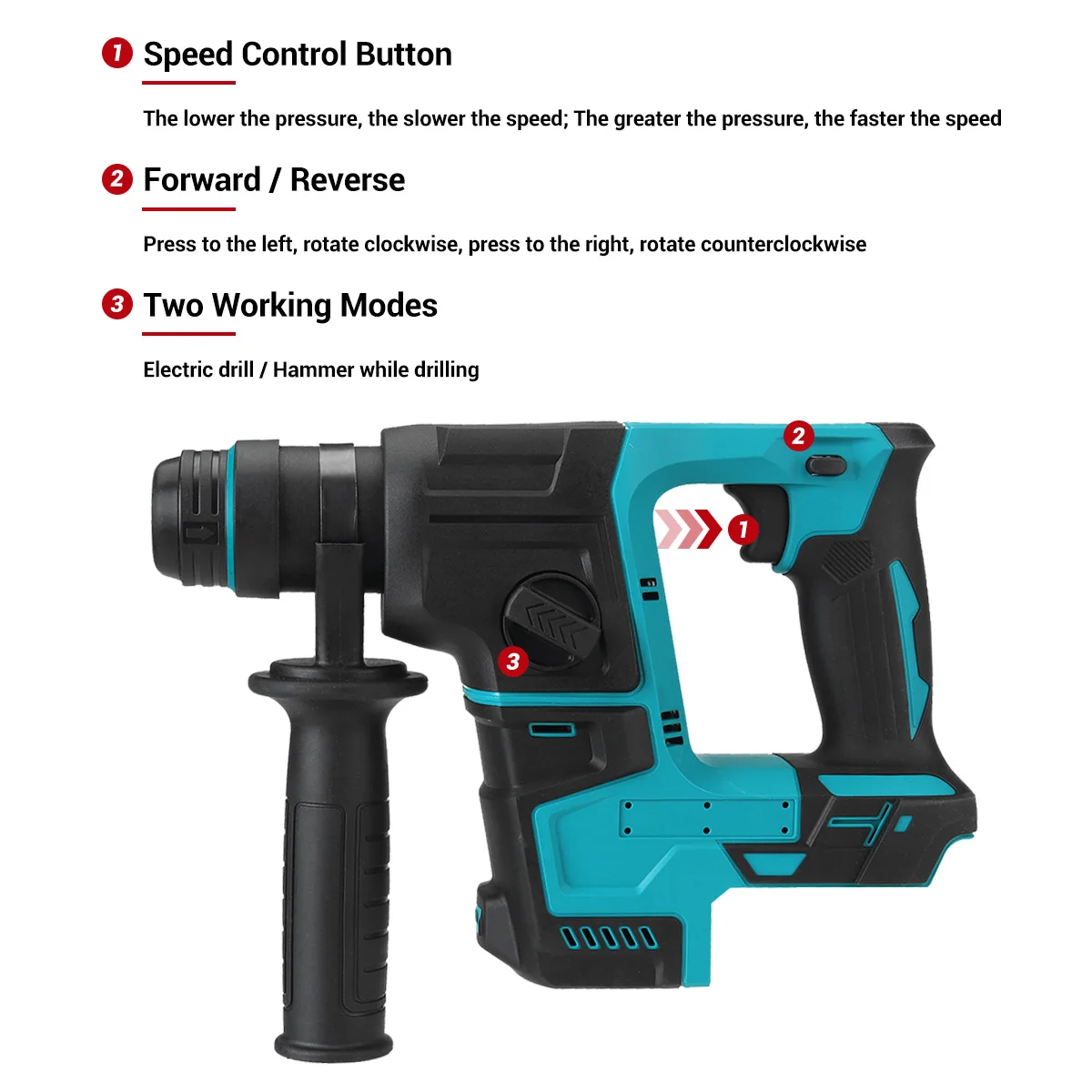 26mm Brushless Electric Impact Hammer Cordless Hammer Drill Steel Concrete Wood Drilling Chiseling For Makita 18V Battery 4
