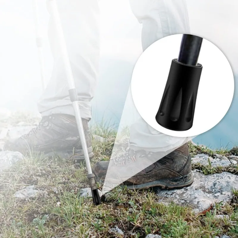 Trekking Pole Rubber Replacement Protectors - Set of 1-8 Durable Hiking and Walking Stick Tip Covers