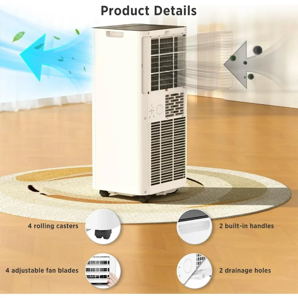 Portable Air Conditioners Cool Up to 350 Sq.Ft, 4 Modes Portable AC with Remote Control/Large LED Display/24Hrs 5