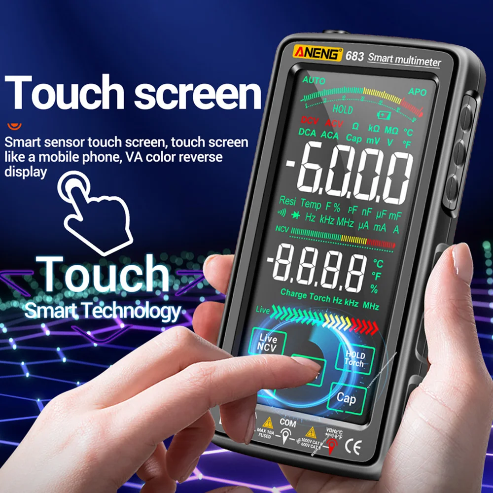 Smart Digital Multimeter ANENG 683 682 681 LCD/VA Reverse Display Capacitance Meter Hz Ohm Diode Tester AC/DC Measuring Tools digital multimeter,multimeter tester