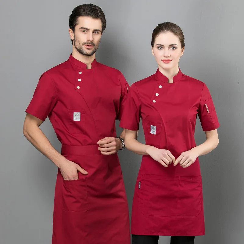 Long short Sleeve Man Western Restaurant Chef Jacket Woman Cafe Kitchen Work Wear Bakery Cooking Tops Fast Food Chef Uniform