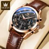 OLEVS 2871 Men Watch Original Brand Quartz Watch Multifunctional Chronograph Watch For Man Waterproof Luminous Moon Phase Watch