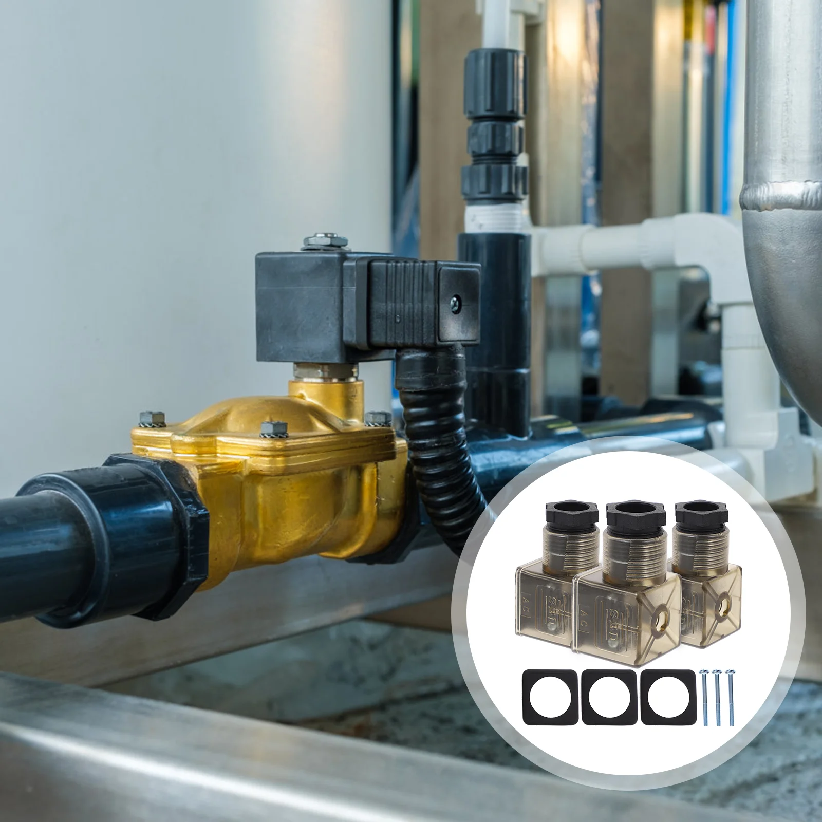 

43650a Junction Box Solenoid Coil Connector with Indicator Din Hydraulic Plug Prong Connectors Parts Accessories